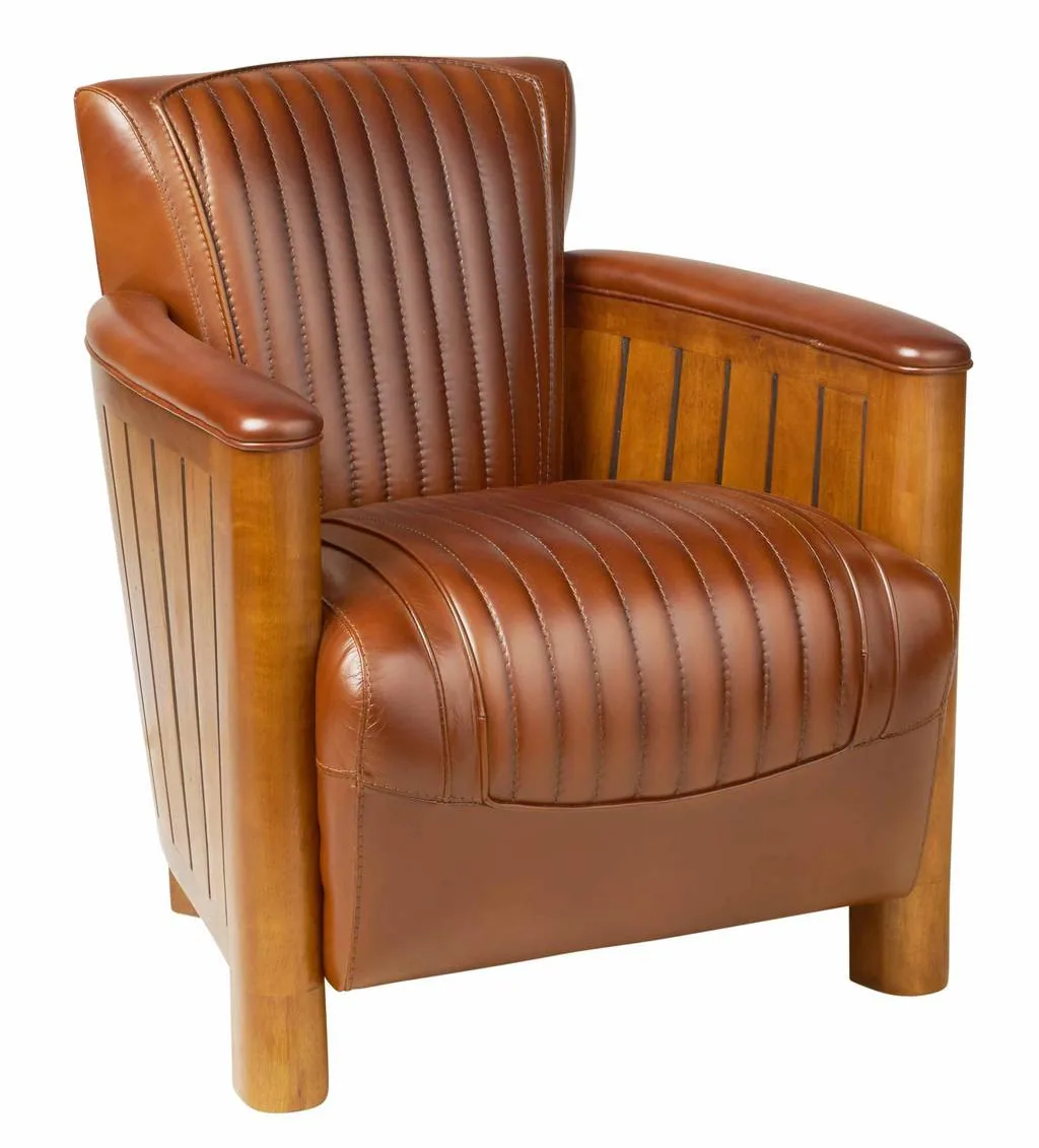 Fauteuil Cognac cuir marron